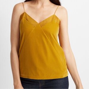 Club Monaco Velvet Combo Camisole Spaghetti Strap Mustard Yellow Holiday Small